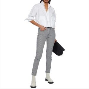 Nili Lotan Dark Indigo & White Striped Skinny Jeans / Mid Rise / SZ: 25